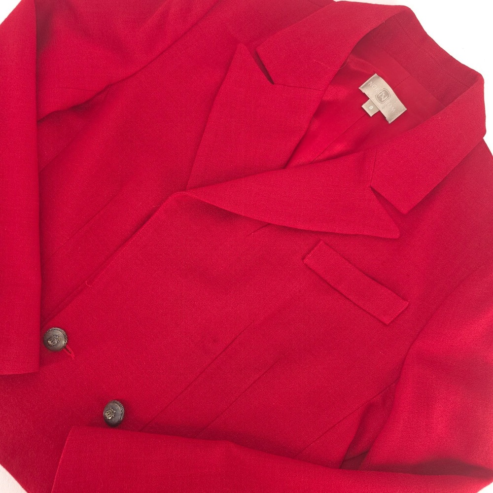 Vintage Nordstrom Blazer Women's 8 Red 100% Wool Cropped Double Breasted Career